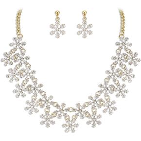 EVER FAITH Lots Snowflake Austrian Crystal Necklace Earrings Set