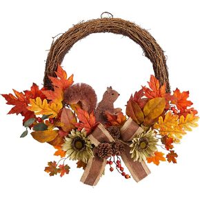 Nearly Natural 26in. Fall Harvest Artificial Autumn Wreath with Twig Base and Bunny