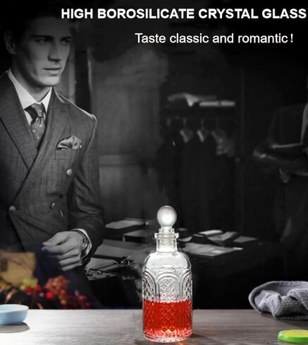Mini Vintage Style Decorative Flower Vases,Whiskey Decanter with Glass ball Stopper for Cocktail Whisky Brandy Vodka Bourbon Juice(Engrave Bottle) in Saudi Arabia