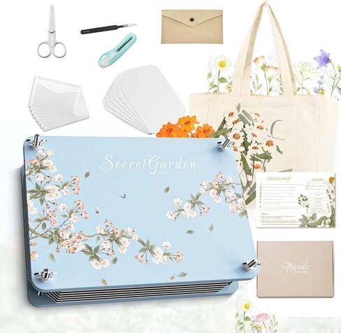 TOVIDO Flower Pressing kit for Adults - 10x10 Inch 6-Ply Wooden Flower Press Kit,3-5 Day Quick Drying Flowers, DIY Arts & Crafts Kit for Plant Lovers (Blue L) in Kuwait