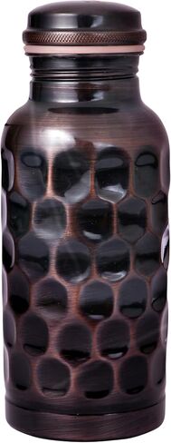 100% Pure Copper Antique Diamond Hammered Water Bottle 17 Oz Copper Bottle Water with Lid – Ayurvedic Copper Water Bottle – Copper Water Vessel - Drink More Water Bottle – Small -Leak Proof in Saudi Arabia