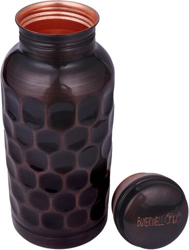 100% Pure Copper Antique Diamond Hammered Water Bottle 17 Oz Copper Bottle Water with Lid – Ayurvedic Copper Water Bottle – Copper Water Vessel - Drink More Water Bottle – Small -Leak Proof in Saudi Arabia