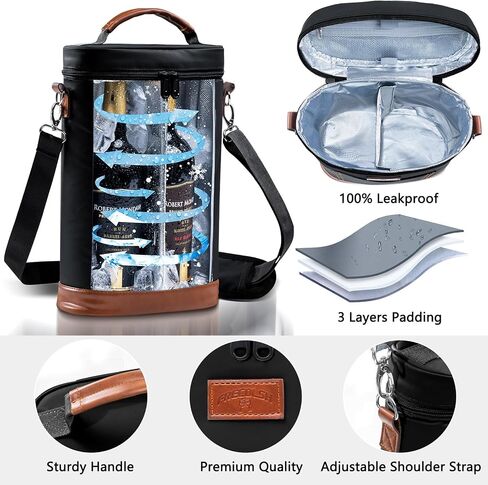 2 Bottle Wine Cooler Bags, Insulated Wine Bag with 2 Wine Drawstring Bag and 2 Engagement Wine Labels, Wine Carrier Bag,Wine Accessories for Wine Lovers, Engagement Gifts for Her, Wine Travel Bag in Saudi Arabia