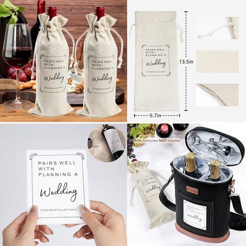 2 Bottle Wine Cooler Bags, Insulated Wine Bag with 2 Wine Drawstring Bag and 2 Engagement Wine Labels, Wine Carrier Bag,Wine Accessories for Wine Lovers, Engagement Gifts for Her, Wine Travel Bag in Saudi Arabia
