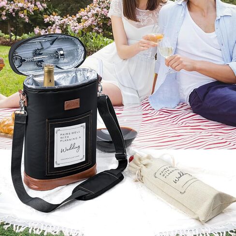 2 Bottle Wine Cooler Bags, Insulated Wine Bag with 2 Wine Drawstring Bag and 2 Engagement Wine Labels, Wine Carrier Bag,Wine Accessories for Wine Lovers, Engagement Gifts for Her, Wine Travel Bag in Saudi Arabia