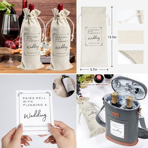 2 Bottle Wine Cooler Bags, Insulated Wine Bag with 2 Wine Drawstring Bag and 2 Engagement Wine Labels, Wine Carrier Bag,Wine Accessories for Wine Lovers, Engagement Gifts for Her, Wine Travel Bag in Saudi Arabia