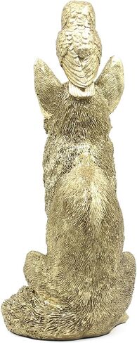 Lukitas Fox and Owl Statues Decor, Animal Group Sculptures, Creative Decoration for Living Room Office, Golden, Resin 11'' in Saudi Arabia