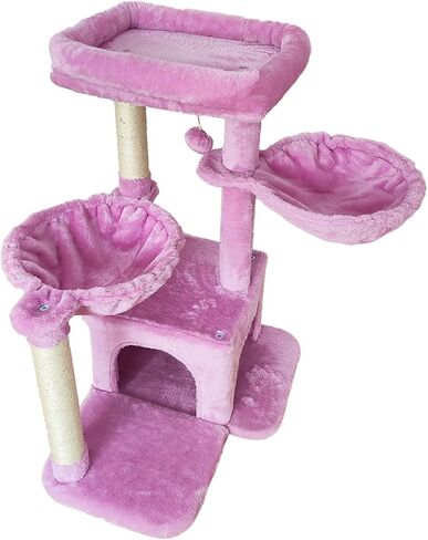MIAO PAW Cat Tree Cat Tower for Indoor Cats,Cat Tree Two Hammocks with Scratching Post, Cat Tree for Large Medium Small Cat with Dangling Ball, Cat Tree Stand for Kittens, Cat Activity Tower,Grey in Kuwait