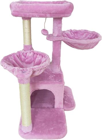 MIAO PAW Cat Tree Cat Tower for Indoor Cats,Cat Tree Two Hammocks with Scratching Post, Cat Tree for Large Medium Small Cat with Dangling Ball, Cat Tree Stand for Kittens, Cat Activity Tower,Grey in Kuwait