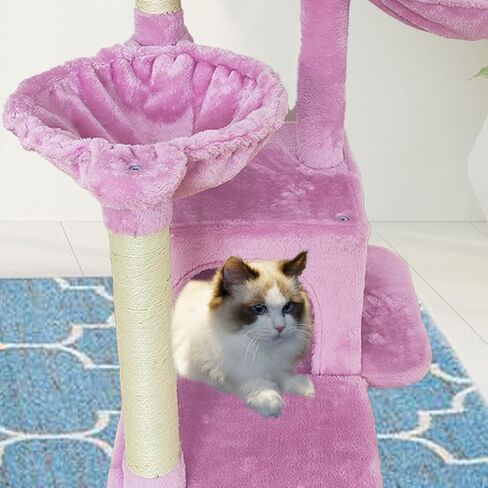 MIAO PAW Cat Tree Cat Tower for Indoor Cats,Cat Tree Two Hammocks with Scratching Post, Cat Tree for Large Medium Small Cat with Dangling Ball, Cat Tree Stand for Kittens, Cat Activity Tower,Grey in Kuwait