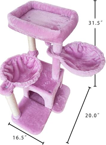 MIAO PAW Cat Tree Cat Tower for Indoor Cats,Cat Tree Two Hammocks with Scratching Post, Cat Tree for Large Medium Small Cat with Dangling Ball, Cat Tree Stand for Kittens, Cat Activity Tower,Grey in Kuwait