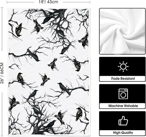 Artoid وضع فروع شجرة صورة ظلية الغربان هالوين مناشف المطبخ مناشف الأطباق، 18x26 بوصة الديكور الموسمي مناشف اليد مجموعة من 2 in Saudi Arabia