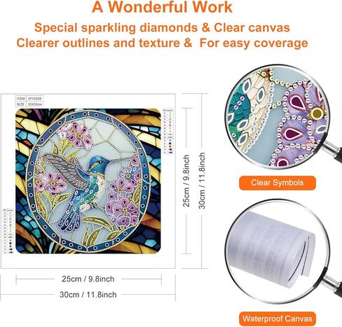 Diamond Painting Kits for Adults Hummingbird, 5D Special Shape Diamond Art Kits for Beginners, Crystal Rhinestones Diamond Painting for Home Wall Decoration Gift 12×12inch, Bird in Kuwait