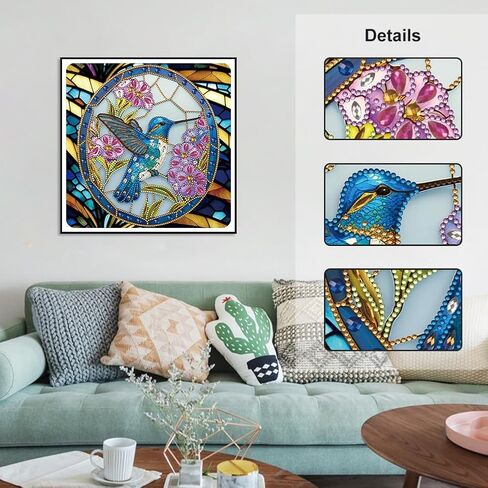 Diamond Painting Kits for Adults Hummingbird, 5D Special Shape Diamond Art Kits for Beginners, Crystal Rhinestones Diamond Painting for Home Wall Decoration Gift 12×12inch, Bird in Kuwait