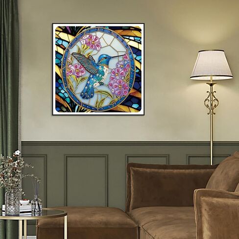 Diamond Painting Kits for Adults Hummingbird, 5D Special Shape Diamond Art Kits for Beginners, Crystal Rhinestones Diamond Painting for Home Wall Decoration Gift 12×12inch, Bird in Kuwait