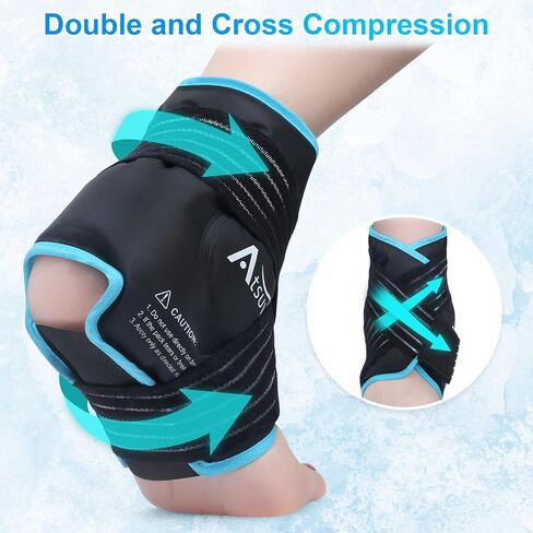 Atsuwell Ankle Ice Pack Wrap, Reusable Gel Ice Pack for Foot Ankle Heel, Cold Compress Therapy for Pain Relief, Injuries, Achilles Tendonitis, Swelling, Sprained Ankles and Heels - Purple in Kuwait