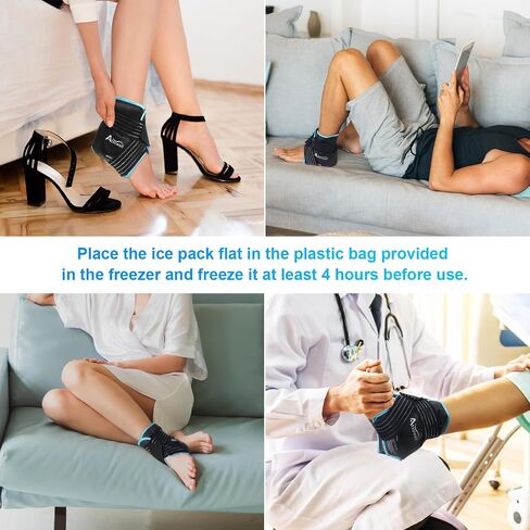 Atsuwell Ankle Ice Pack Wrap, Reusable Gel Ice Pack for Foot Ankle Heel, Cold Compress Therapy for Pain Relief, Injuries, Achilles Tendonitis, Swelling, Sprained Ankles and Heels - Purple in Kuwait