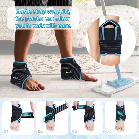 Atsuwell Ankle Ice Pack Wrap, Reusable Gel Ice Pack for Foot Ankle Heel, Cold Compress Therapy for Pain Relief, Injuries, Achilles Tendonitis, Swelling, Sprained Ankles and Heels - Purple in Kuwait