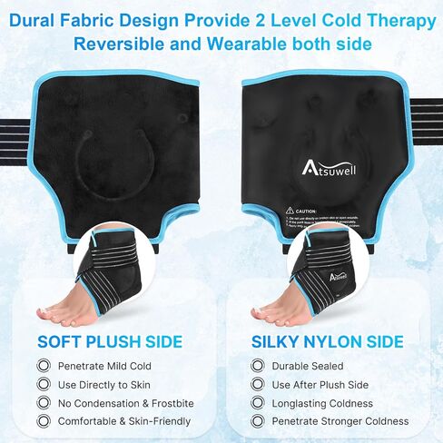 Atsuwell Ankle Ice Pack Wrap, Reusable Gel Ice Pack for Foot Ankle Heel, Cold Compress Therapy for Pain Relief, Injuries, Achilles Tendonitis, Swelling, Sprained Ankles and Heels - Purple in Kuwait