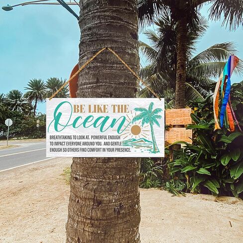Beach Wood Sign Decor, Summer Bathroom Home Beach House Wall Decoration Bedroom Living Room Door Decor Farmhouse Hanging Sign Decorations, Housewarming Gifts for New House Home, Filled with Sun in Kuwait