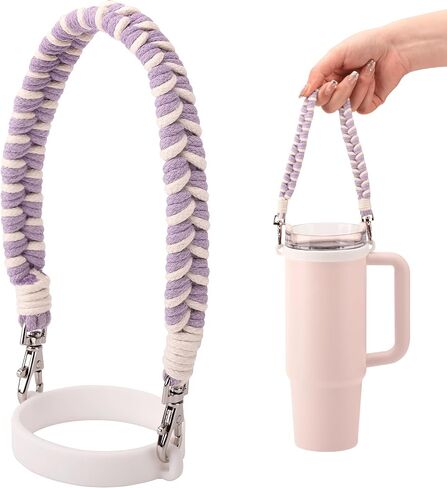 Water Bottle Handle, Hand-Woven Lanyards Silicone Water Bottle Sling, Carrier, Holder with Strap Compatible 8-40oz Stanley Cup Hydroflask Bottle Accessories in Kuwait
