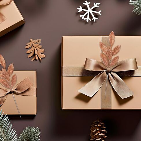 GREENTIME 12 Pack Artificial Silver Glitter Leaves 13" Fake Christmas Picks Decorative Glitter Sticks for Vase Christmas Tree DIY Wreath Crafts Fireplace Decor in Kuwait