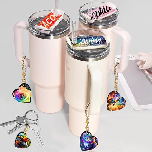 15 Sets Sublimation Charms Accessories for Stanley Cup Sublimation Keychain Blanks Bulk MDF Sublimation Key Chains Charm Blanks for Tumblers with Handle for DIY Crafts Gift (Heart) in Saudi Arabia