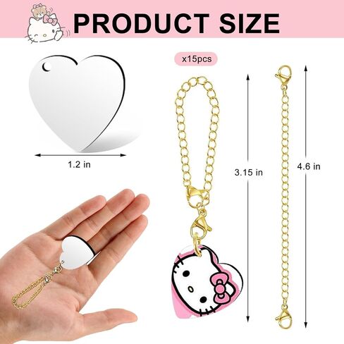 15 Sets Sublimation Charms Accessories for Stanley Cup Sublimation Keychain Blanks Bulk MDF Sublimation Key Chains Charm Blanks for Tumblers with Handle for DIY Crafts Gift (Heart) in Saudi Arabia