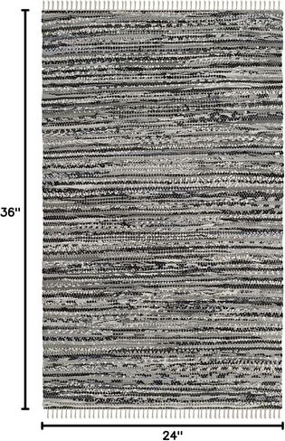 SAFAVIEH Rag Rug Collection Accent Rug - 2' x 3', Grey, Handmade Boho Stripe Cotton, Ideal for High Traffic Areas in Entryway, Living Room, Bedroom (RAR128A) in Saudi Arabia