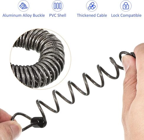 2 Pack Disc Lock Security Steel Cable - Plastic Coated Spring Reminder Wire Anti-Theft Rope, Apply to Outdoors Protection (2.5mmx1m, Transparent) in Kuwait