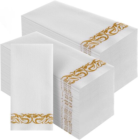 CHEFCAT 100 Disposable Napkins Paper Napkins Decorative Cloth-Like Hand Tissue Paper Dinner Paper Bulk Linen-Feel Guest Towels for Kitchen Bathroom Wedding Everyday Use in Saudi Arabia