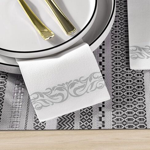CHEFCAT 100 Disposable Napkins Paper Napkins Decorative Cloth-Like Hand Tissue Paper Dinner Paper Bulk Linen-Feel Guest Towels for Kitchen Bathroom Wedding Everyday Use in Saudi Arabia