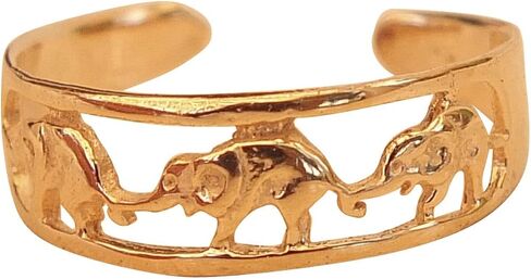 925 Sterling Silver Elephant Animal Toe Ring/Knuckle Ring - Adjustable Small Dainty Row of Elephants Ring | Handmade by MiYa Jewelry Creations in Saudi Arabia