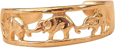 925 Sterling Silver Elephant Animal Toe Ring/Knuckle Ring - Adjustable Small Dainty Row of Elephants Ring | Handmade by MiYa Jewelry Creations in Saudi Arabia