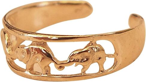 925 Sterling Silver Elephant Animal Toe Ring/Knuckle Ring - Adjustable Small Dainty Row of Elephants Ring | Handmade by MiYa Jewelry Creations in Saudi Arabia