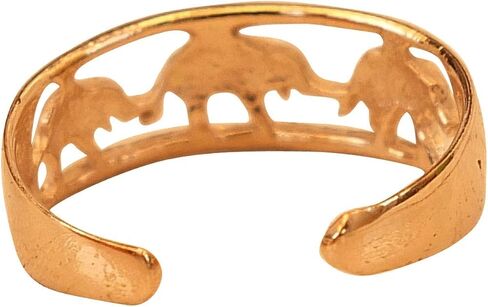 925 Sterling Silver Elephant Animal Toe Ring/Knuckle Ring - Adjustable Small Dainty Row of Elephants Ring | Handmade by MiYa Jewelry Creations in Saudi Arabia