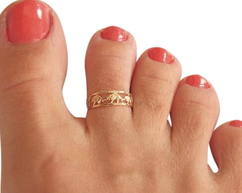925 Sterling Silver Elephant Animal Toe Ring/Knuckle Ring - Adjustable Small Dainty Row of Elephants Ring | Handmade by MiYa Jewelry Creations in Saudi Arabia