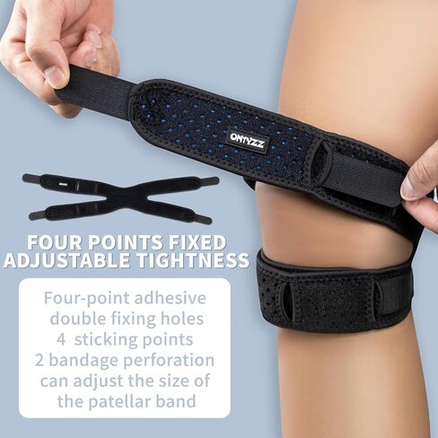 ONTYZZ 2 Pieces Black Knee Brace Patella Knee Strap Adjustable Neoprene Stabilizer for Knee Pain/Meniscus Tear Running Jumper Football Basketball Riding and Gym Exercise in Saudi Arabia