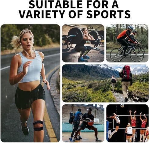 ONTYZZ 2 Pieces Black Knee Brace Patella Knee Strap Adjustable Neoprene Stabilizer for Knee Pain/Meniscus Tear Running Jumper Football Basketball Riding and Gym Exercise in Saudi Arabia