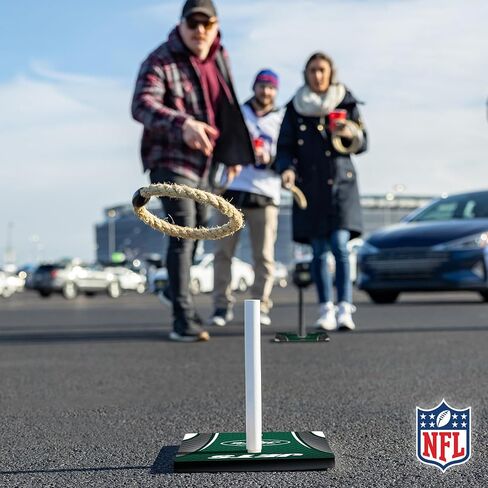 مجموعة اقتباسات من الخشب الصلب NFL مع طباعة مباشرة لرسومات الفريق عالية الدقة - لعبة رمي حلقة الباب الخلفي - هدية رائعة لأي مشجع لكرة القدم! ألعاب Ring Toss العائلية الخارجية للشاطئ in Kuwait