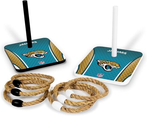مجموعة اقتباسات من الخشب الصلب NFL مع طباعة مباشرة لرسومات الفريق عالية الدقة - لعبة رمي حلقة الباب الخلفي - هدية رائعة لأي مشجع لكرة القدم! ألعاب Ring Toss العائلية الخارجية للشاطئ in Kuwait