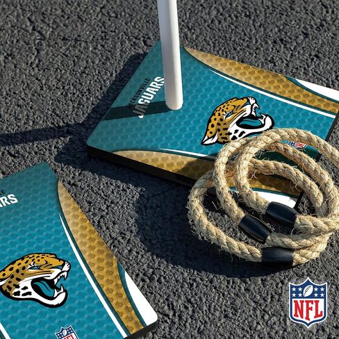 مجموعة اقتباسات من الخشب الصلب NFL مع طباعة مباشرة لرسومات الفريق عالية الدقة - لعبة رمي حلقة الباب الخلفي - هدية رائعة لأي مشجع لكرة القدم! ألعاب Ring Toss العائلية الخارجية للشاطئ in Kuwait