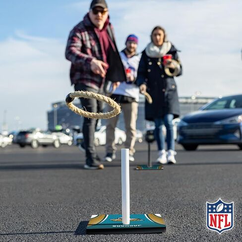 مجموعة اقتباسات من الخشب الصلب NFL مع طباعة مباشرة لرسومات الفريق عالية الدقة - لعبة رمي حلقة الباب الخلفي - هدية رائعة لأي مشجع لكرة القدم! ألعاب Ring Toss العائلية الخارجية للشاطئ in Kuwait