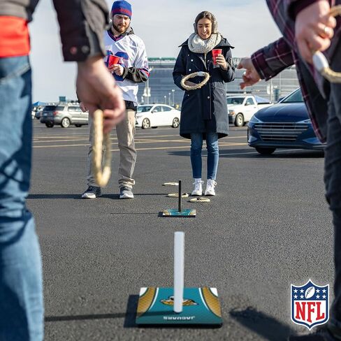 مجموعة اقتباسات من الخشب الصلب NFL مع طباعة مباشرة لرسومات الفريق عالية الدقة - لعبة رمي حلقة الباب الخلفي - هدية رائعة لأي مشجع لكرة القدم! ألعاب Ring Toss العائلية الخارجية للشاطئ in Kuwait