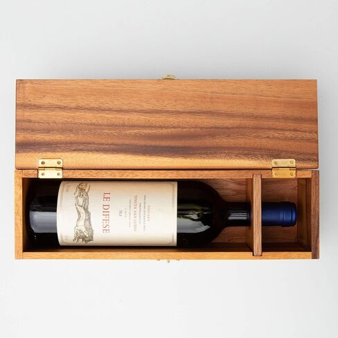 THIRTEEN CHEFS Villa Acacia Wooden Wine Box for Gifts, Solid Wood with Hinged Lid in Saudi Arabia