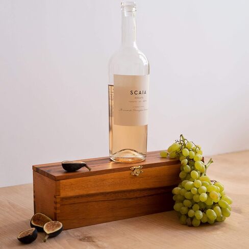 THIRTEEN CHEFS Villa Acacia Wooden Wine Box for Gifts, Solid Wood with Hinged Lid in Saudi Arabia