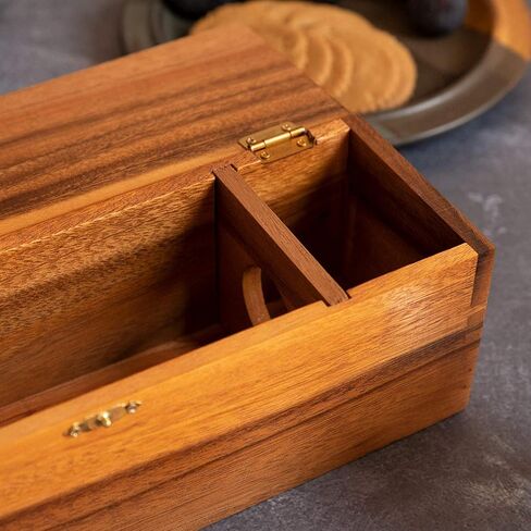 THIRTEEN CHEFS Villa Acacia Wooden Wine Box for Gifts, Solid Wood with Hinged Lid in Saudi Arabia