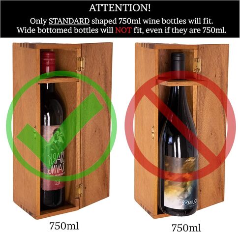 THIRTEEN CHEFS Villa Acacia Wooden Wine Box for Gifts, Solid Wood with Hinged Lid in Saudi Arabia