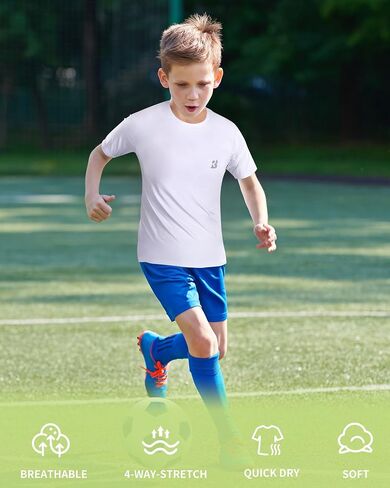 Roadbox Boys Youth Compression Shirt - Short Sleeve Undershirt for Kids Quick Dry Athletic Baseball T-Shirt Base Layer in Saudi Arabia