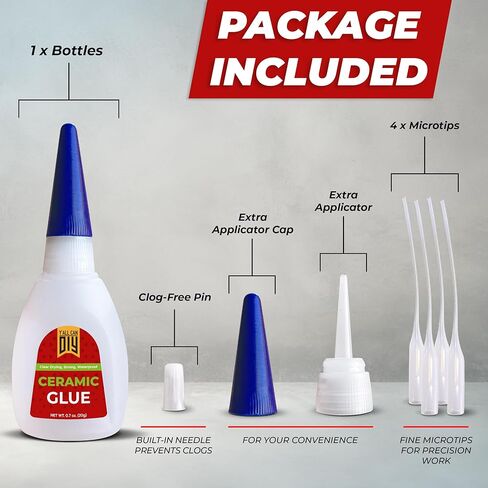 Y'allCanDiy Waterproof Ceramic Glue 2 Pk X .7 Oz. (20g), No Smell After Cure - Temperature Resistant Ceramic Glue for Pottery. Best Glue for Porcelain and China, Ceramic Glue Repair in Kuwait